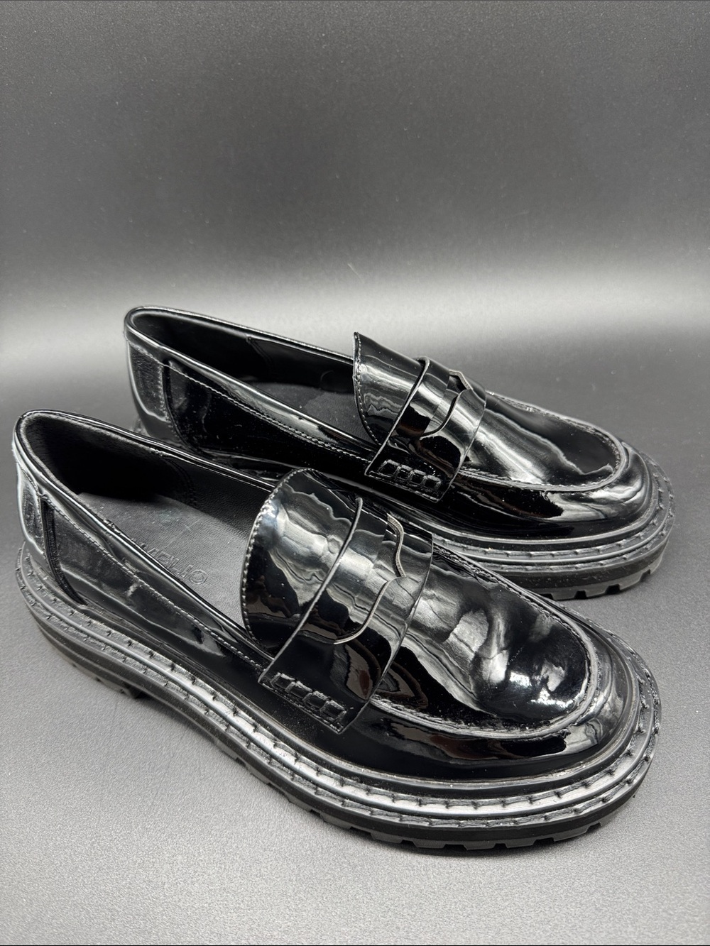 D’Amelio Patent Leather Penny Loafers - Black Sz 6.5